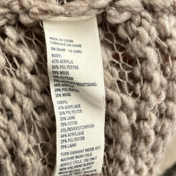 Vintage 00s Y2K American Eagle Medium‎ M Beige Nubby Open Knit Pullover Sweater - Picture 4 of 4